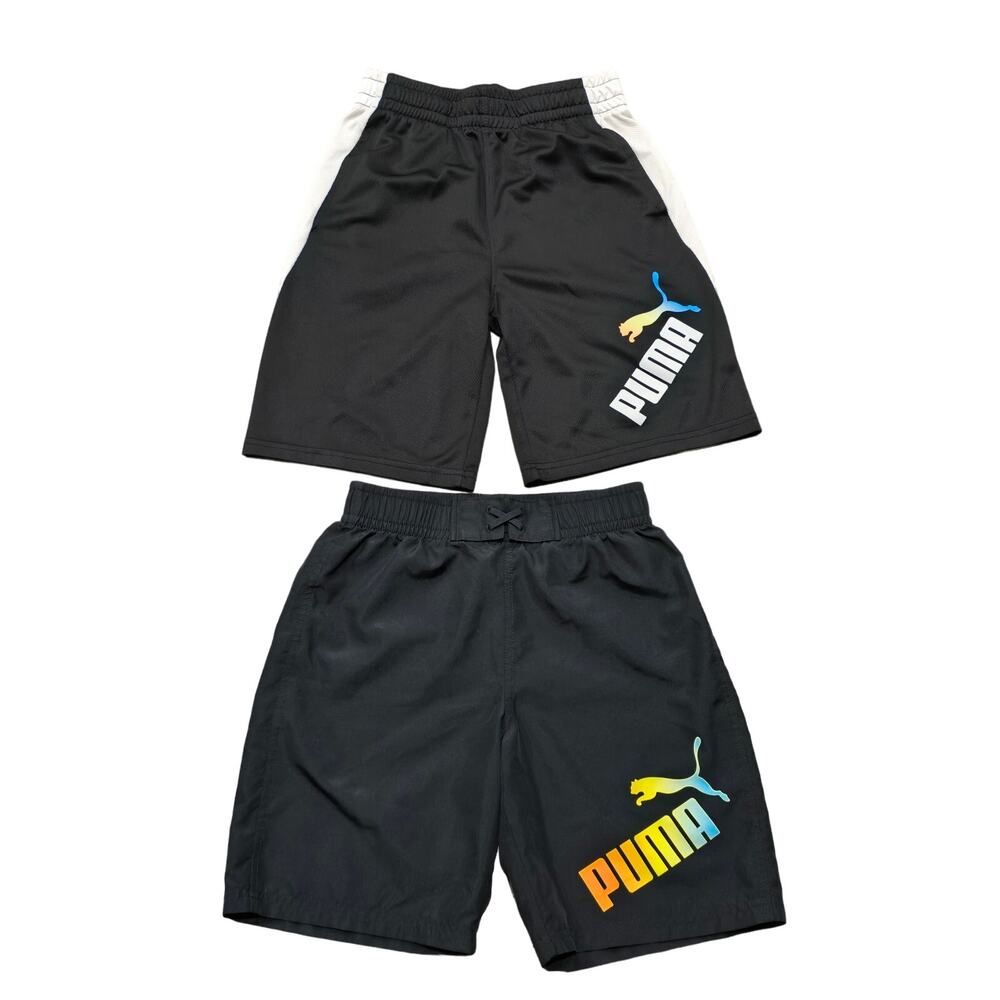 PUMA Rainbow Tie Dye Cat Logo Core Essential Athletic Shorts & Swimming Trunks